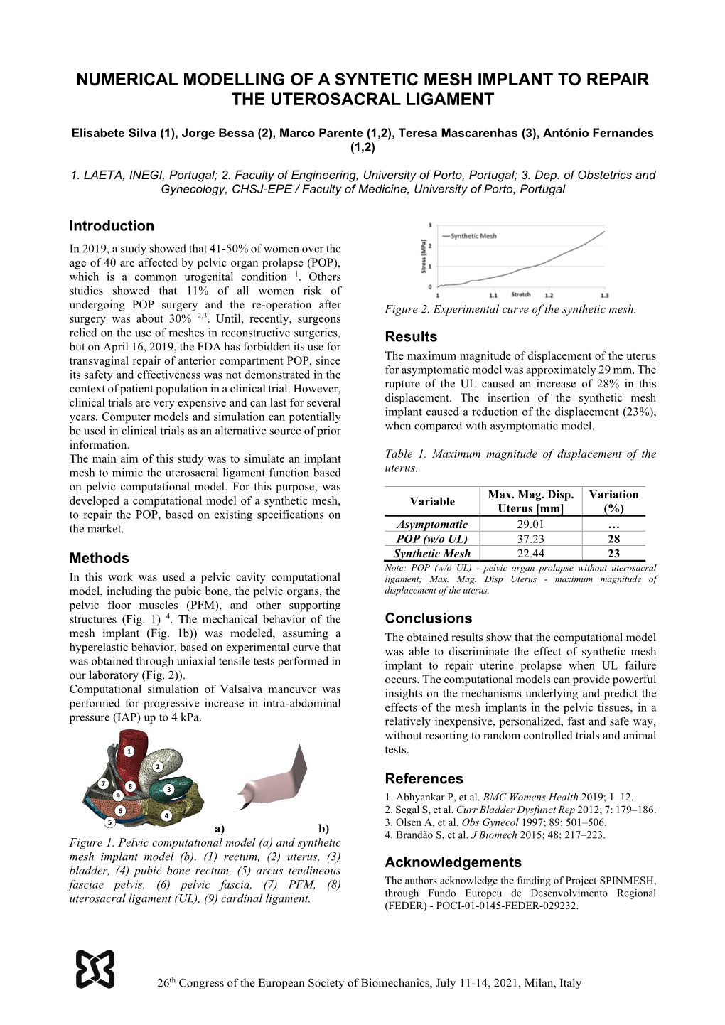 ESB2021 1211-NUMERICAL MODELLING of a SYNTETIC MESH IMPLANT to REPAIR the UTEROSACRAL LIGAMENT-1211.Pdf