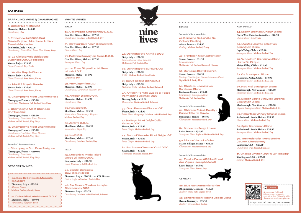 Nine Lives Wine Web Menu