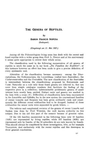 THE GENERA of REPTILES. By