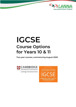 IGCSE Course Options for Years 10 & 11