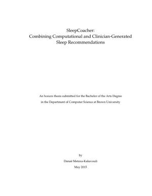 Sleepcoacher: Combining Computational and Clinician-Generated Sleep Recommendations