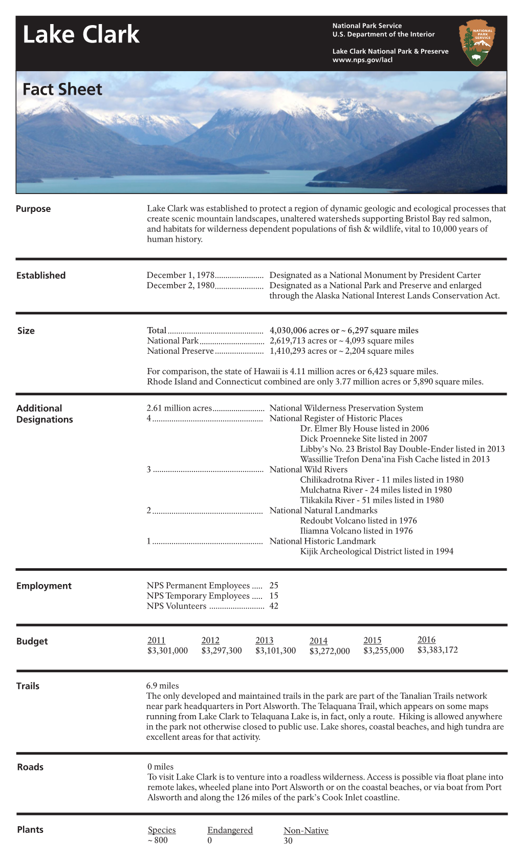 Lake Clark Fact Sheet