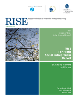 RISE For-Profit Social Entrepreneur Report
