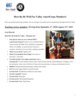 Meet the Be Well Fox Valley Americorps Members!