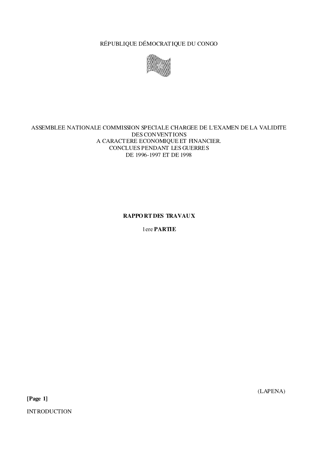 République Démocratique Du Congo Assemblee Nationale