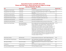 Autumnfest Auction and Raffle Items 2015 Please Note That Items, Values and Terms Are Subject to Change