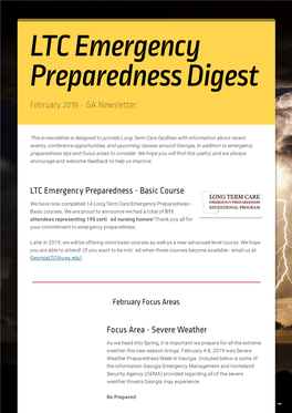 LTC Emergency Preparedness Digest February 2019 - GA Newsletter