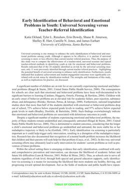 Early Identification of Behavioral and Emotional Problems in Youth: Universal Screening Versus Teacher-Referral Identification