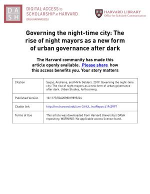 The Rise of Night Mayors As a New Form of Urban Governance After Dark