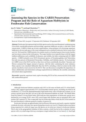 Assessing the Species in the CARES Preservation Program and the Role of Aquarium Hobbyists in Freshwater Fish Conservation