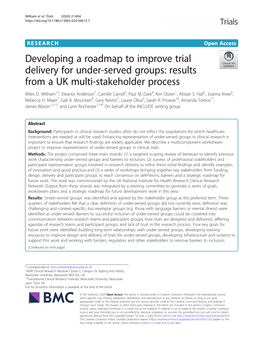 Developing a Roadmap to Improve Trial Delivery for Under-Served Groups: Results from a UK Multi-Stakeholder Process Miles D