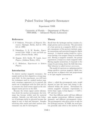 Pulsed Nuclear Magnetic Resonance