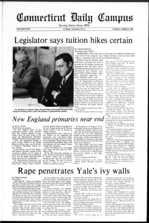 Legislator Says Tuition Hikes Certain Rape Penetrates Yale's Ivy Walls