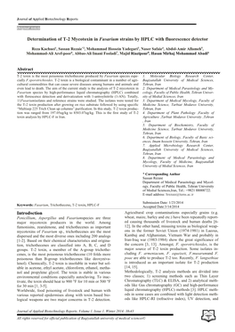 Determination of T-2 Mycotoxin in Fusarium Strains by HPLC with Fluorescence Detector