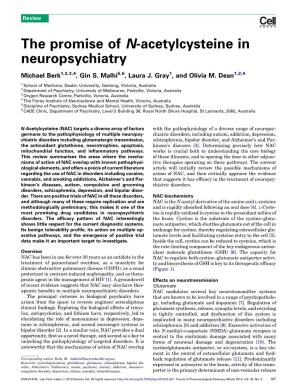 The Promise of N-Acetylcysteine in Neuropsychiatry