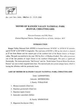 Moths of Kanger Valley National Park (Bast Ar, Chha Ttisgarh)