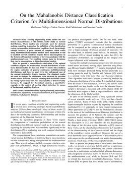 On the Mahalanobis Distance Classification Criterion For