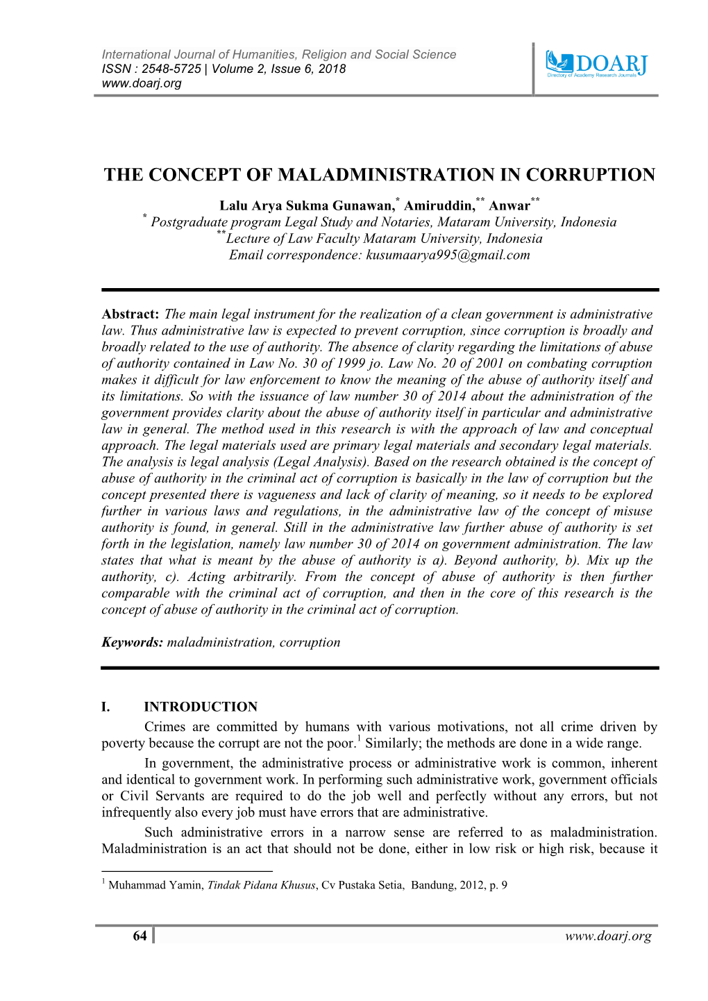 The Concept of Maladministration In