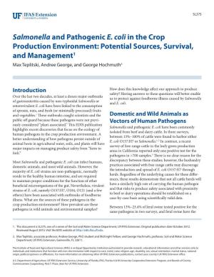 Salmonella and Pathogenic E. Coli in the Crop Production Environment.Pdf
