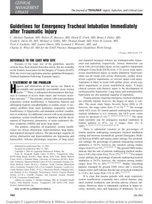 Tracheal Intubation Following Traumatic Injury)