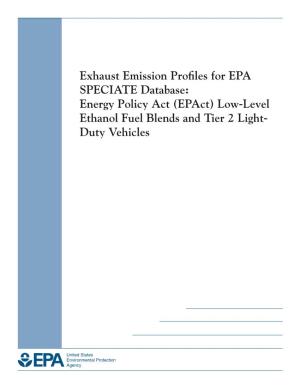 Exhaust Emission Profiles for EPA SPECIATE Database
