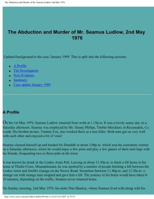 The Abduction and Murder of Mr. Seamus Ludlow 2Nd May 1976