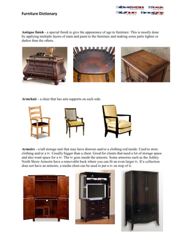 Furniture Dictionary