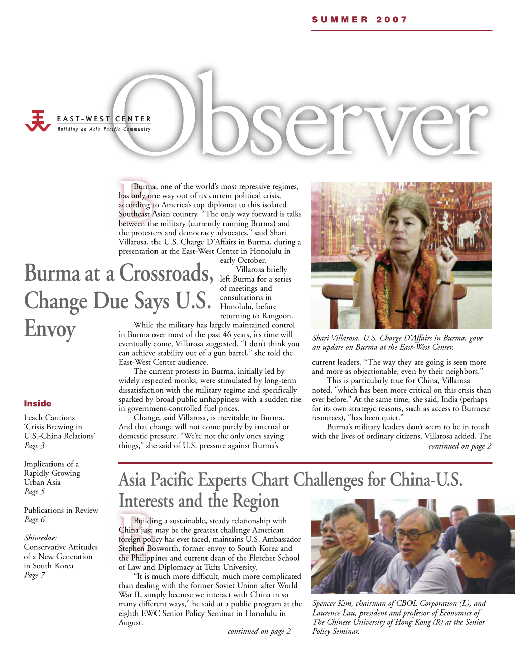 East-West Center Observer, Volume 11, No. 2