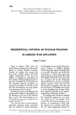 Presidential Control of Nuclear Weapons in Limited War Situations