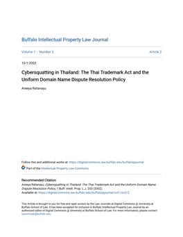 Cybersquatting in Thailand: the Thai Trademark Act and the Uniform Domain Name Dispute Resolution Policy
