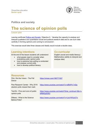 The Science of Opinion Polls, Lesson Plan