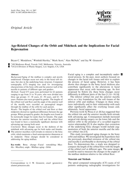 Age-Related Changes of the Orbit and Midcheek and the Implications for Facial Rejuvenation