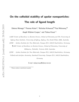 On the Colloidal Stability of Apolar Nanoparticles: the Role of Ligand Length