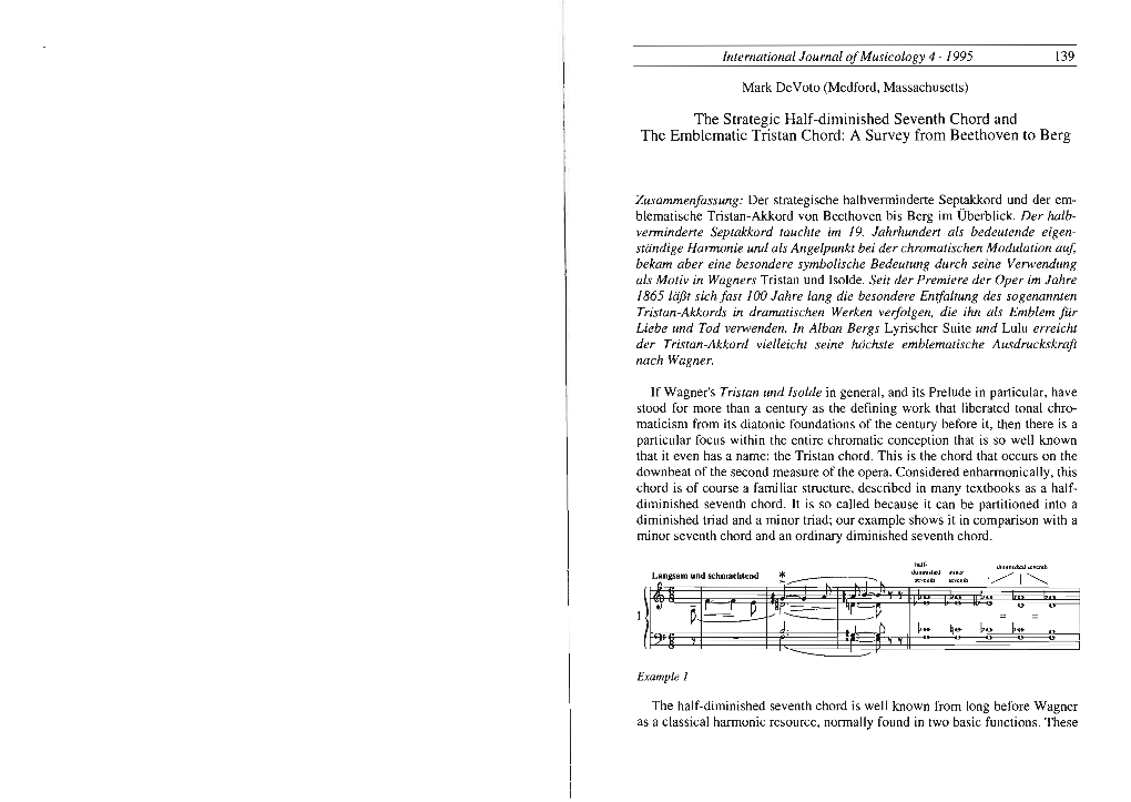 The Strategic Half-Diminished Seventh Chord and the Emblematic Tristan Chord: a Survey from Beethoven to Berg