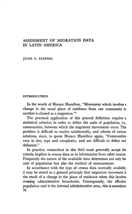 Assessment of Migration Data in Latin America