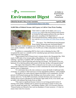 PA Environment Digest Video Blog