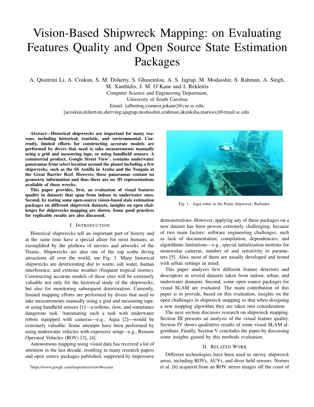 Vision-Based Shipwreck Mapping: on Evaluating Features Quality and Open Source State Estimation Packages