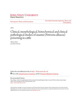 Petiveria Alliacea) Poisoning in Cattle Alfonso Ruiz Iowa State University