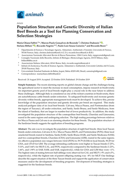 Population Structure and Genetic Diversity of Italian Beef Breeds As a Tool for Planning Conservation and Selection Strategies