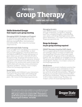 Group Therapy CAPS: 541-737-2131