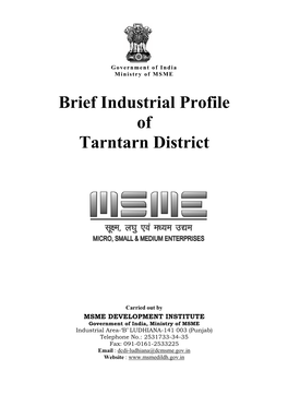 Brief Industrial Profile of Tarntarn District