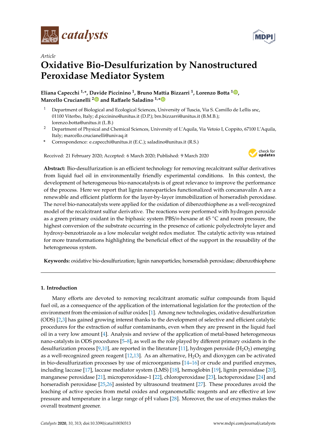 Oxidative Bio-Desulfurization by Nanostructured Peroxidase Mediator System