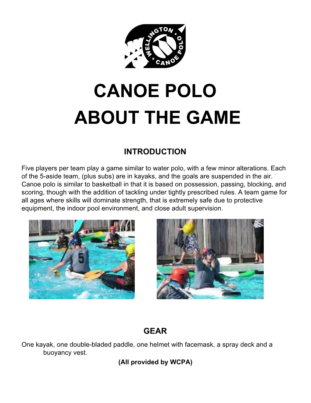 Canoe Polo About the Game