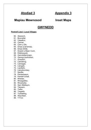 Atodiad 3 Mapiau Mewnosod Appendix 3 Inset Maps GWYNEDD