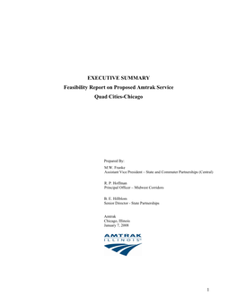 EXECUTIVE SUMMARY Feasibility Report on Proposed Amtrak Service