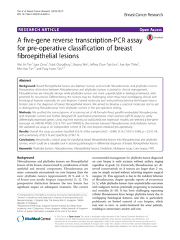 A Five-Gene Reverse Transcription-PCR Assay for Pre-Operative