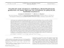 Vertical and Onshore-Offshore Distributional Patterns of Tuna Larvae in Relation to Physical Habitat Features