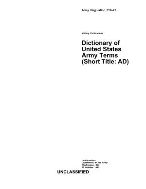 Dictionary of United States Army Terms (Short Title: AD)