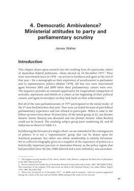 Democratic Ambivalence? Ministerial Attitudes to Party and Parliamentary Scrutiny