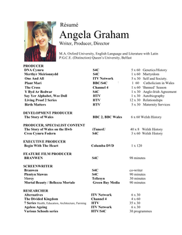 Angela Graham Writer, Producer, Director